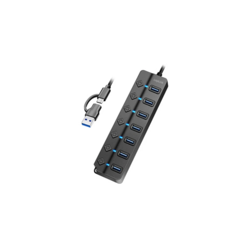 [11118028] LogiLink USB 3.2 Gen 1 Hub. 7-port. W/ Switch for Each Port. Black