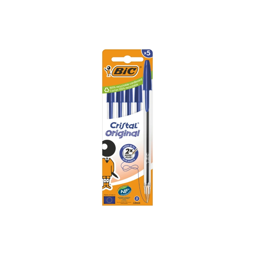 Stylo à bille BIC Cristal Pointe moyenne paquet de 4